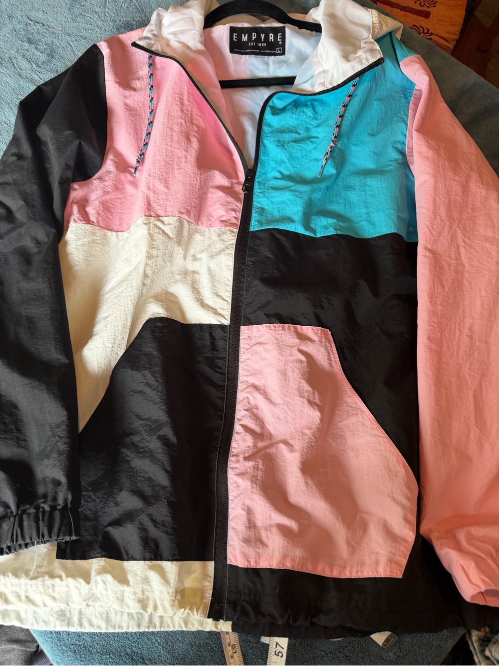 Empyre Colorblock adults Windbreaker Jacket - Pink, Teal & Black